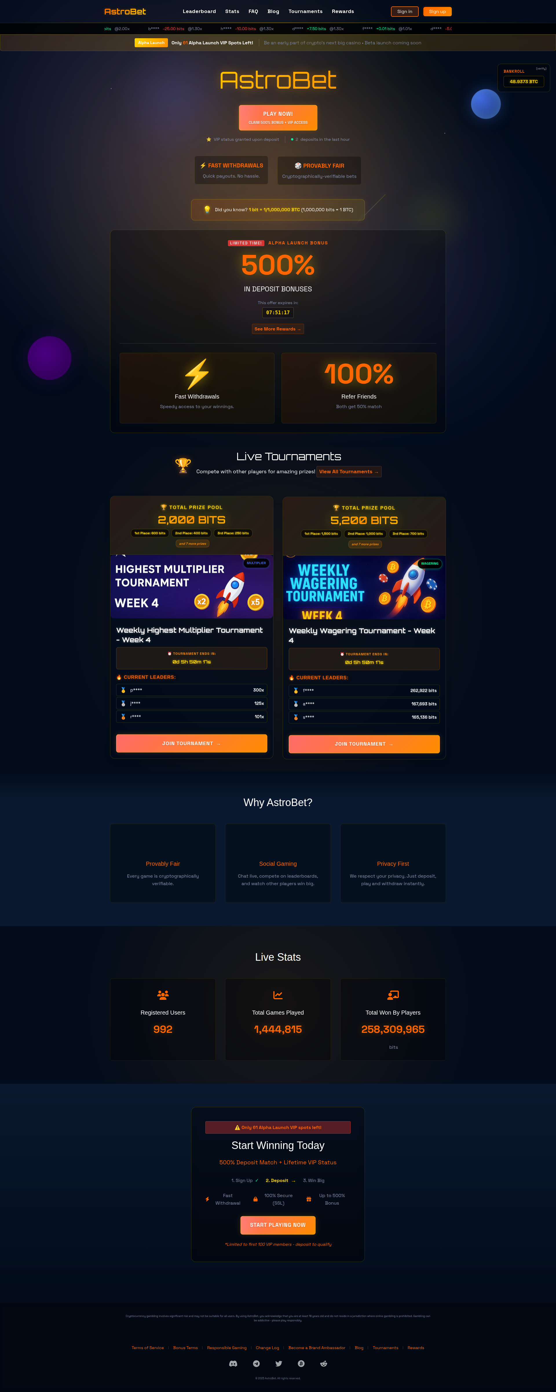 AstroBet Casino Home Page